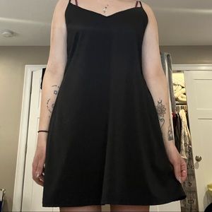 Black slip tank dress